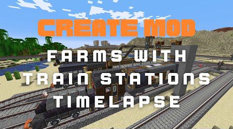 Building Train Stations For The New Farms - Timelapse - Create Mod - Minecraft 1.18.2